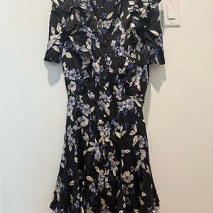 Veronica Beard Black, Blue Silk Floral Dress Size 0